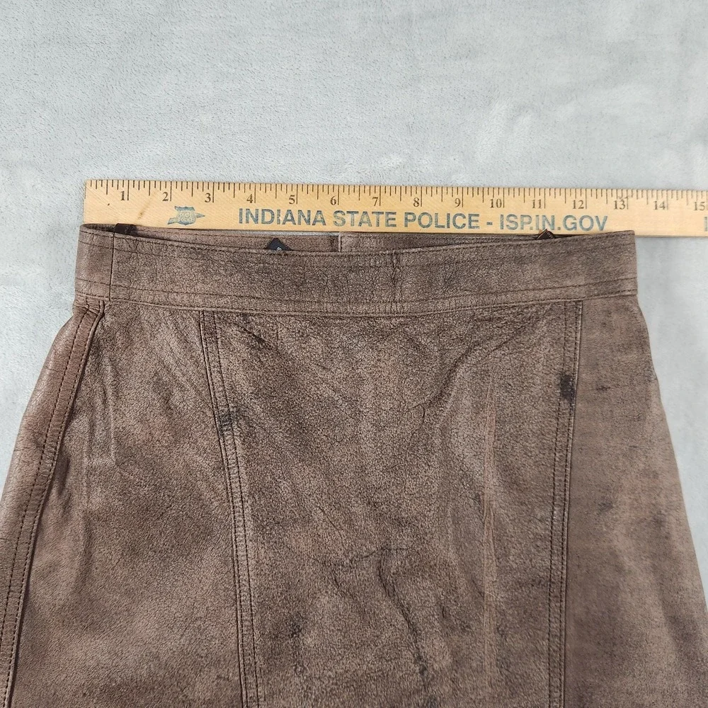 Tarazzia Internationale Genuine Leather Pencil Skirt Brown Vintage 90s Size 7/8